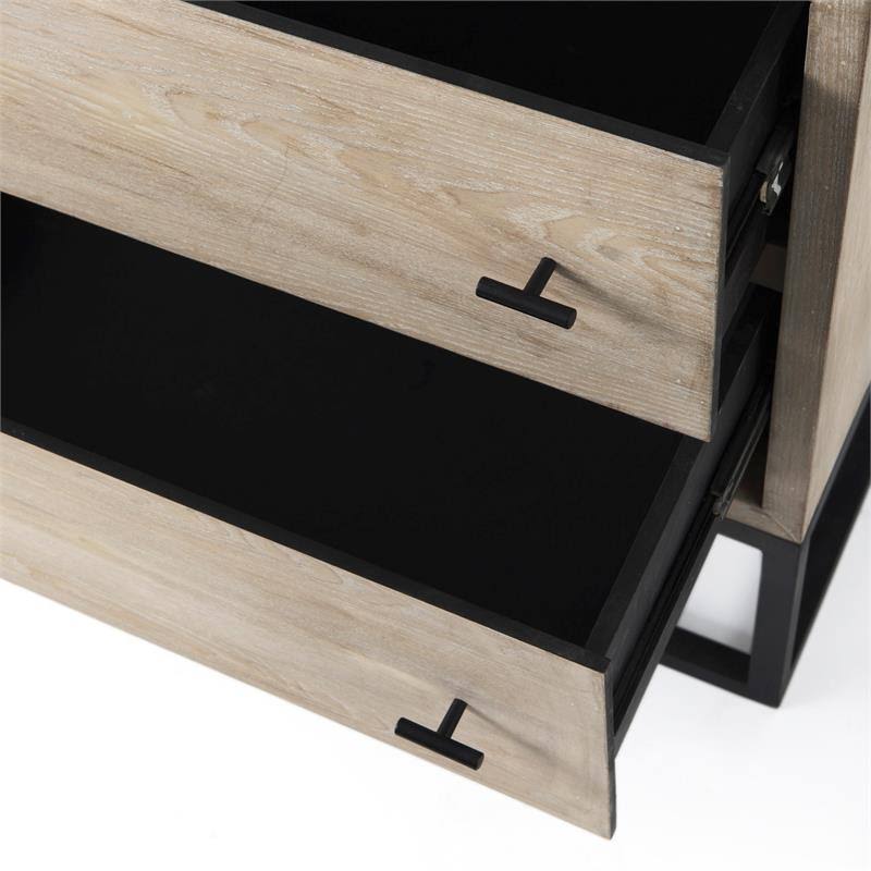 Beige Wooden 2 Drawer Accent Cabinet T9094