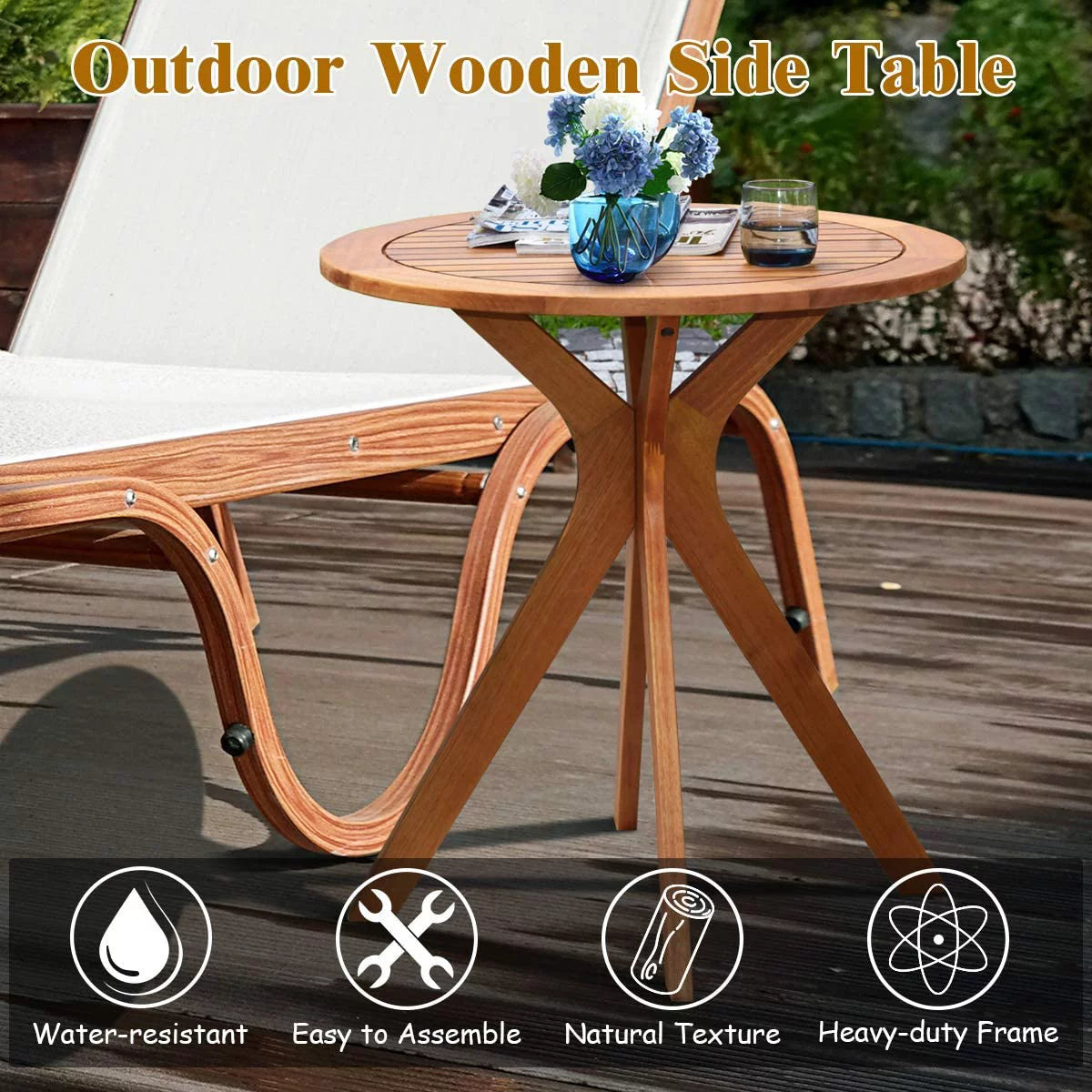 27.5 Inch Eucalyptus Wood Round Bistro Table W133