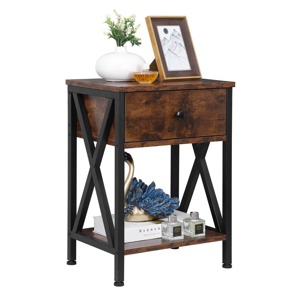 Brown Metal Frame End Table S544255