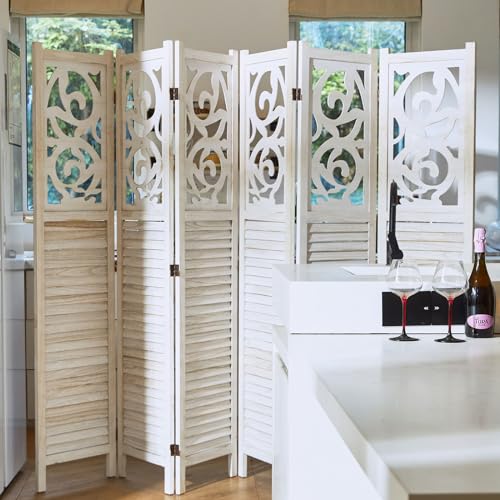 4 Panels Wood Carved Folding Room Divider G895599