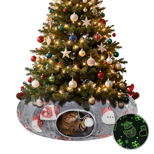 Grey Fluffy Plush Cat Tunnel Bed W396796