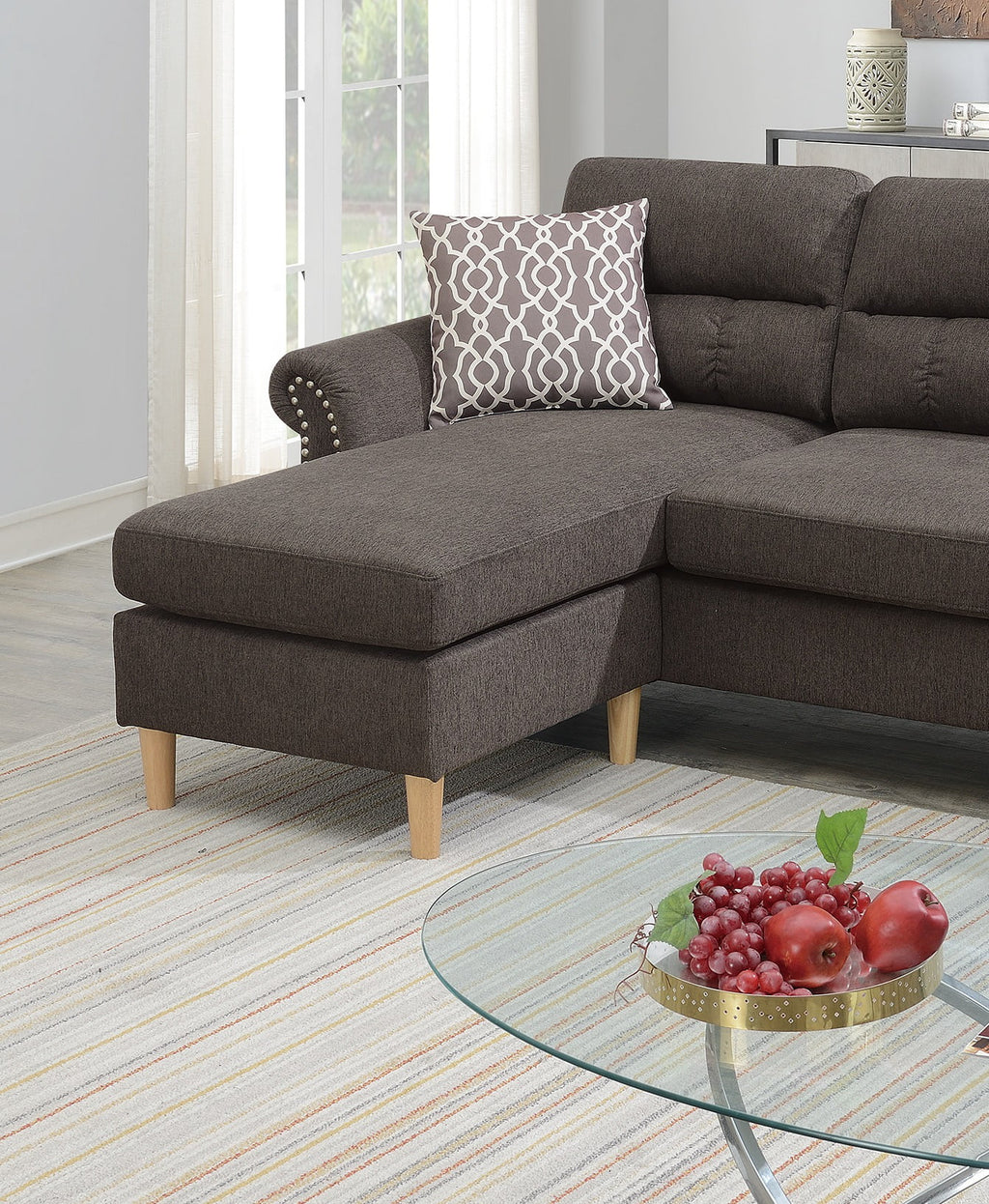 Tan Polyfiber Reversible Sectional Sofa Set M647334