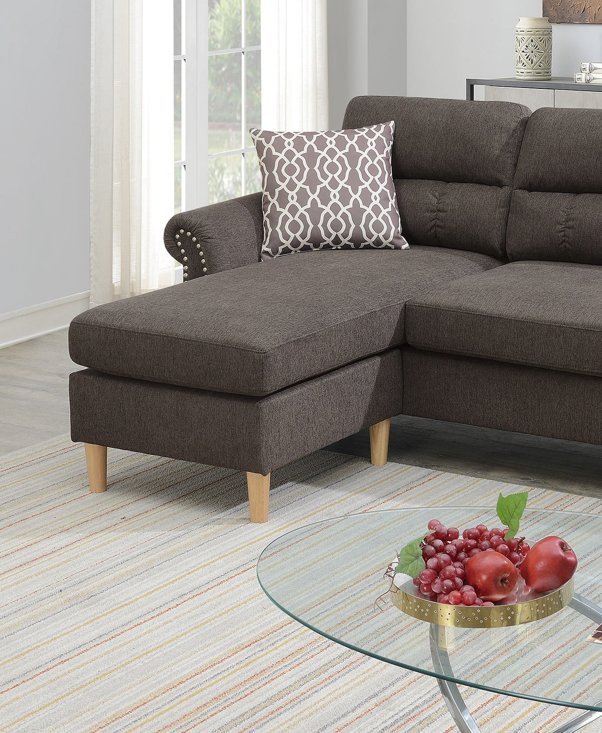 Tan Polyfiber Reversible Sectional Sofa Set M647334