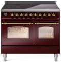 40 Induction Range with Electric Oven in Burgundy with Brass Trim D38280