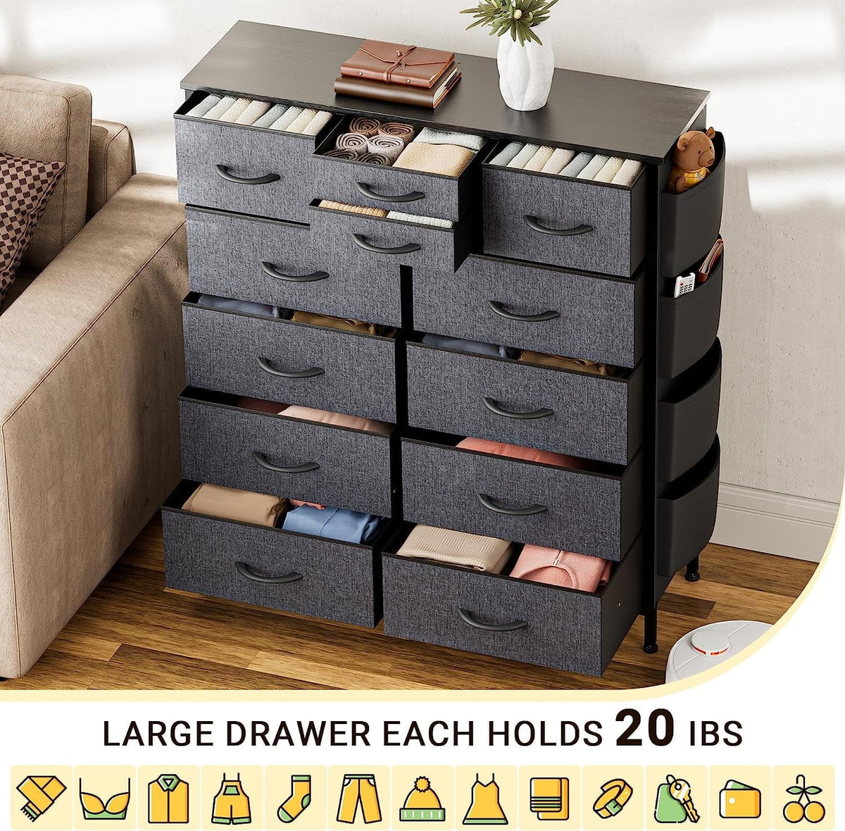 12 Drawer Fabric Dresser I30035