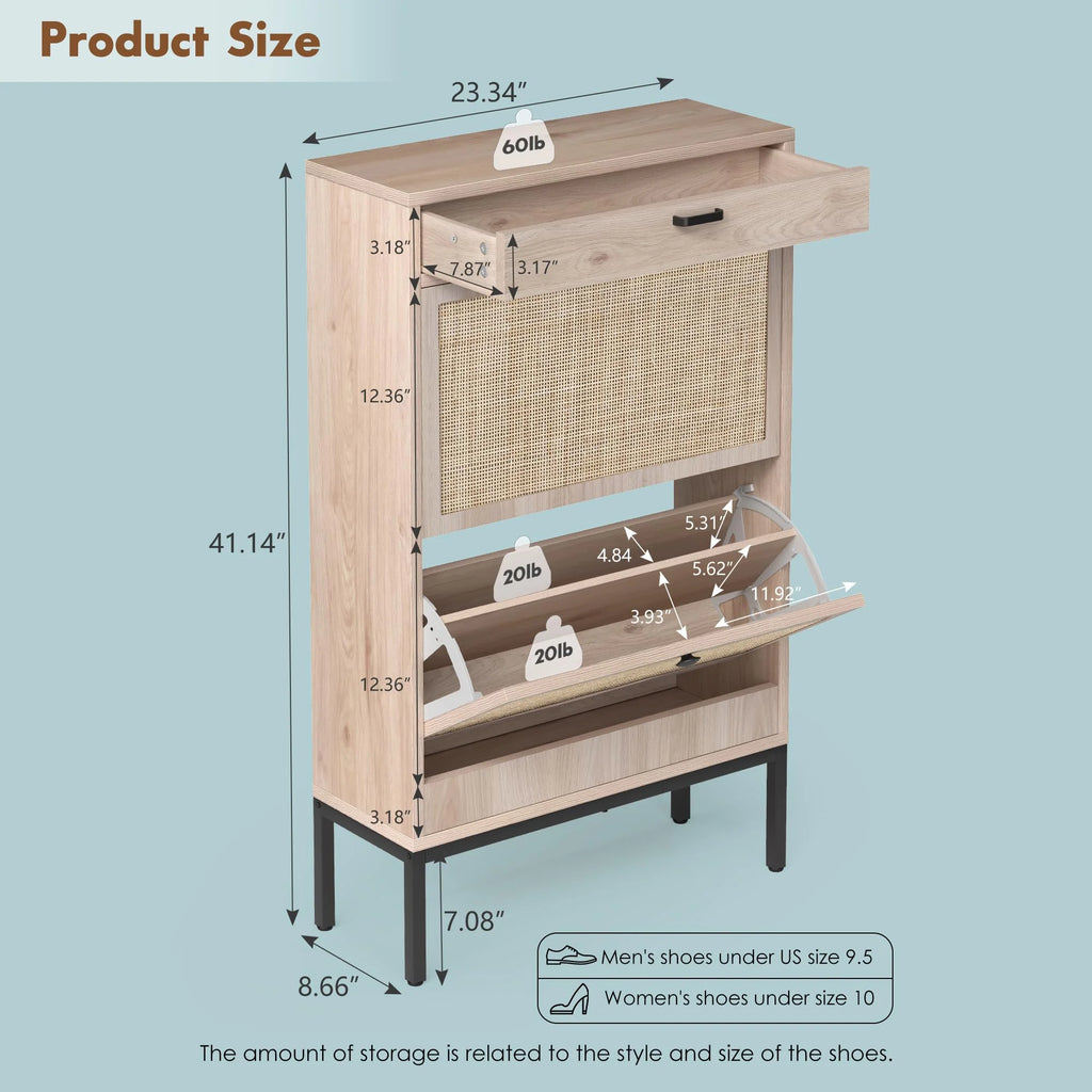 Shoe Storage Cabinet with Flip Drawers J107886
