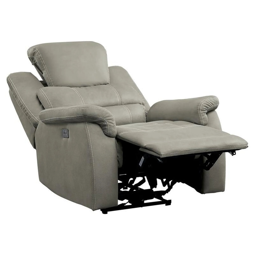 Gray Microfiber Power Reclining Chair I451103