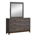 Antique Gray Wood Dresser and Mirror Set P303