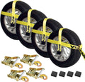 Adjustable Loop Snap Hooks Yellow Car Tie Down Kit K593