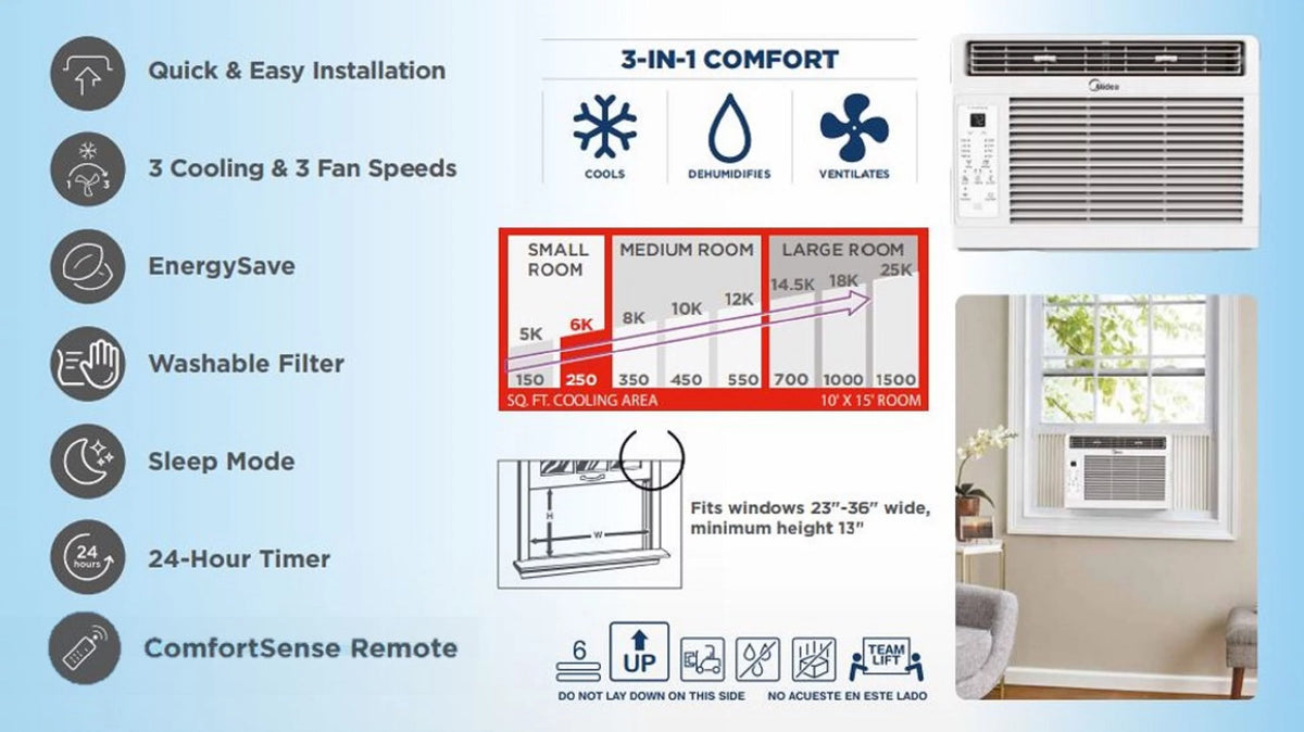 6,000 BTU 115V White Window Air Conditioner X3342
