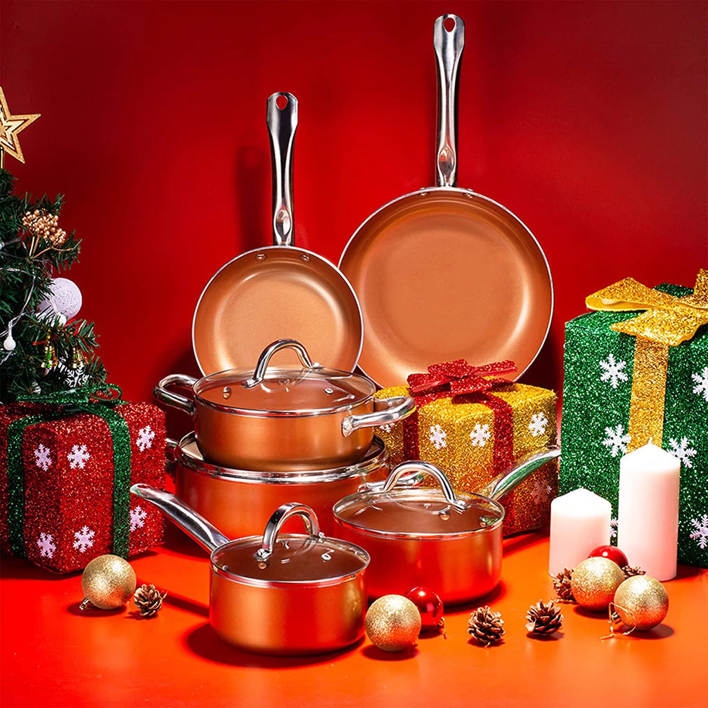 Nonstick Copper 5 Piece Aluminum Cookware Set C7898