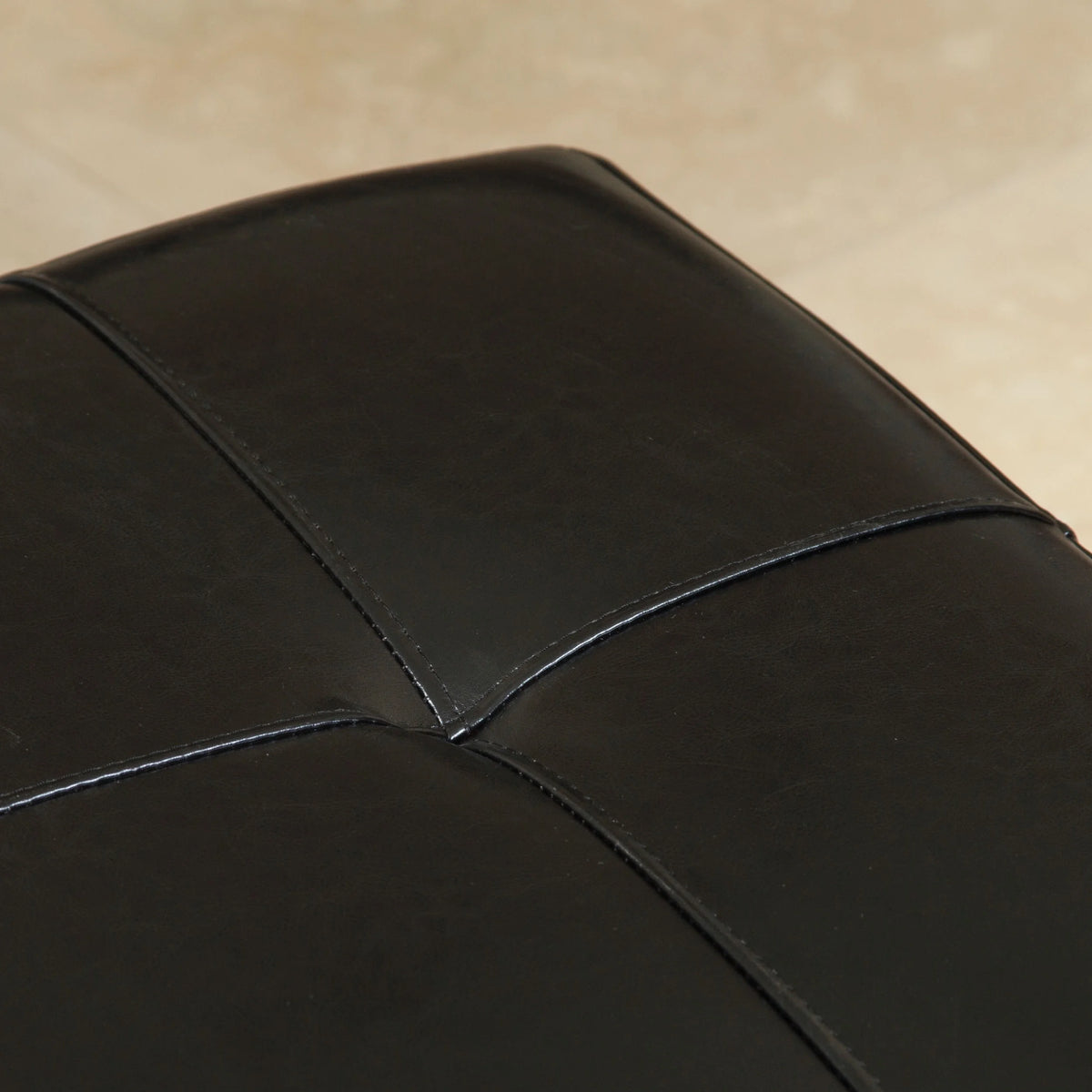 Black and Dark Brown Bonded Leather Tufted Ottoman T128748