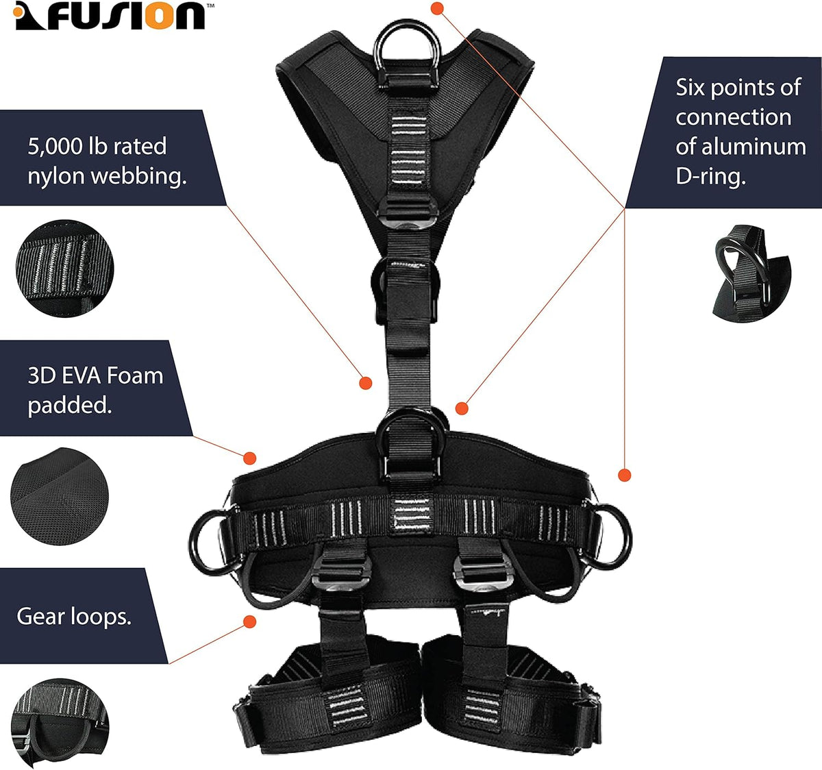 Black Heavy Duty Adjustable Full Body Harness T6273