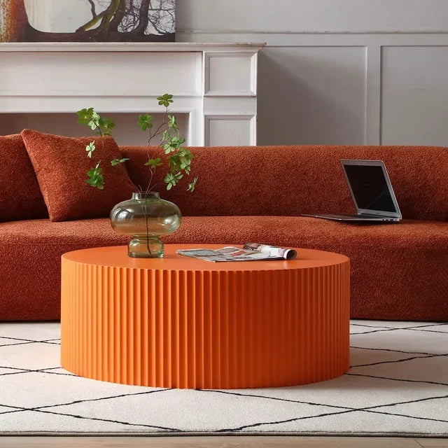 Round Coffee Table, Matte Black Wooden End Table M405