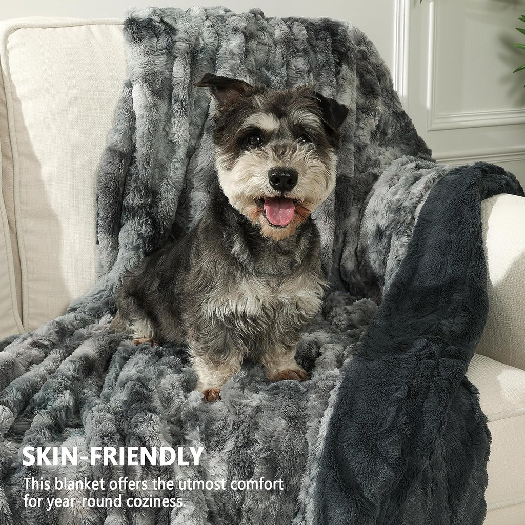Oversized Soft Fuzzy Faux Fur Sherpa Throw Blanket 60''x80'' Gray O515821