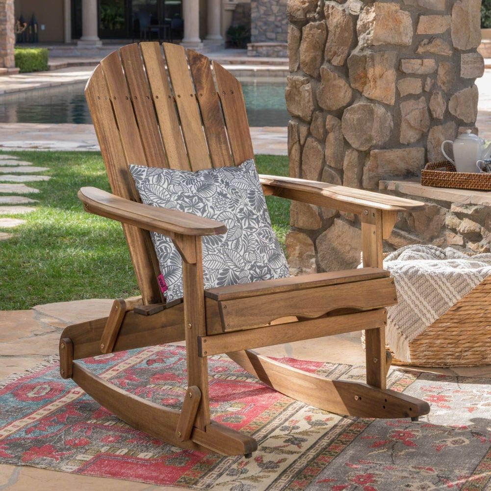 Natural Stained Acacia Wood Adirondack Rocking Chair N1744