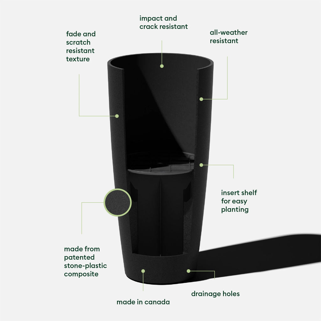 28" Black Plastic-Stone Planter J694026