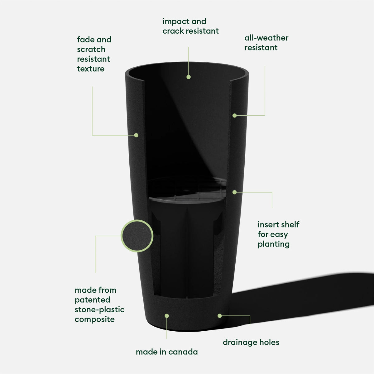 28" Black Plastic-Stone Planter J694026