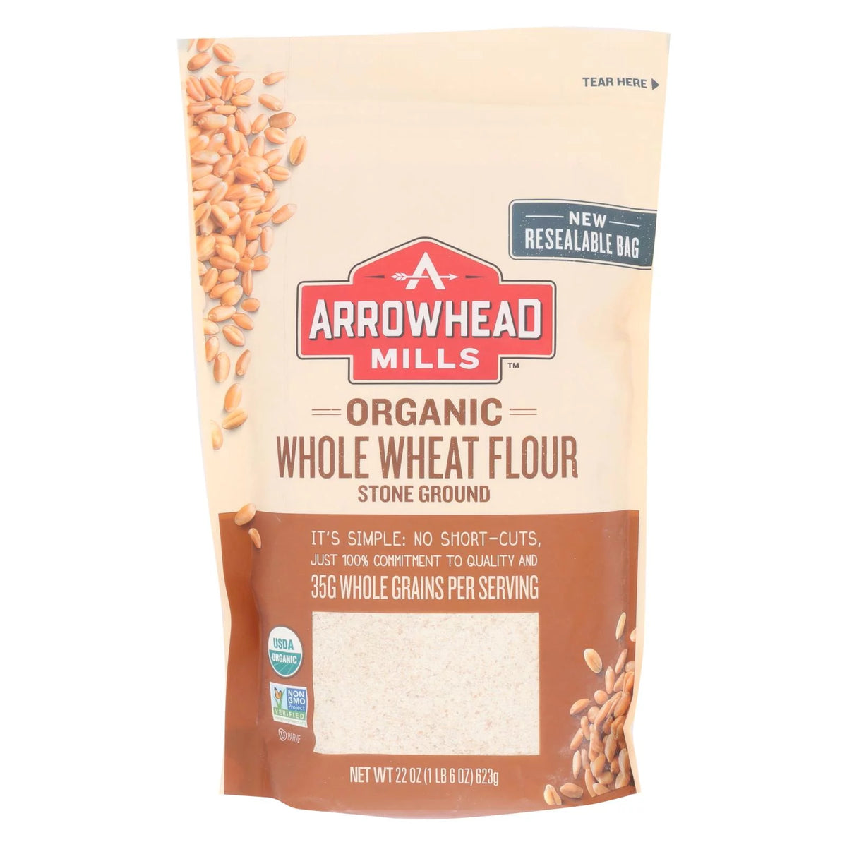 Organic Whole Wheat Flour Stone Ground 22 oz Pack of 3 G433
