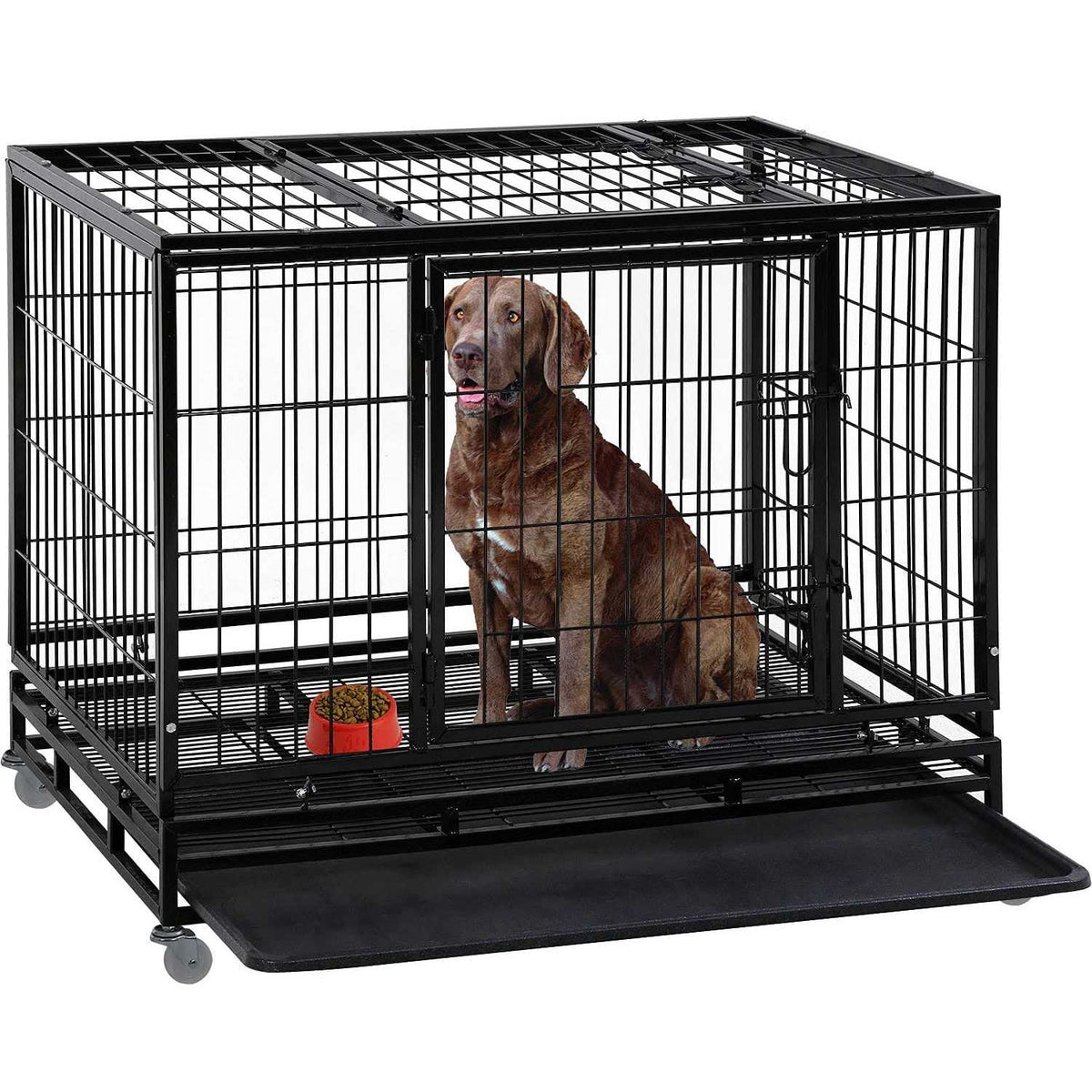 Heavy Duty Dog Crate with Plastic Tray G960