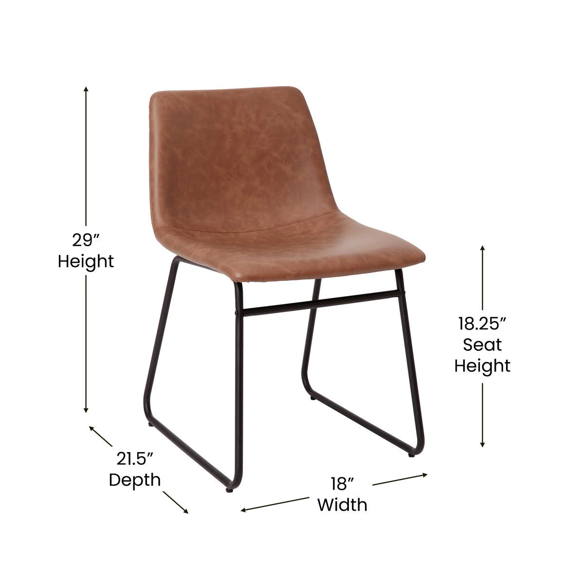 Light Brown Faux Leather Dining Chair Set of 2 C91045