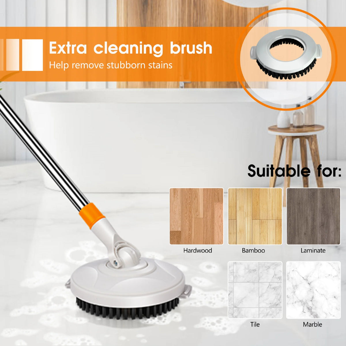 Spin Mop and Bucket System with Wringer Set, 6 Microfiber Mop Heads N167
