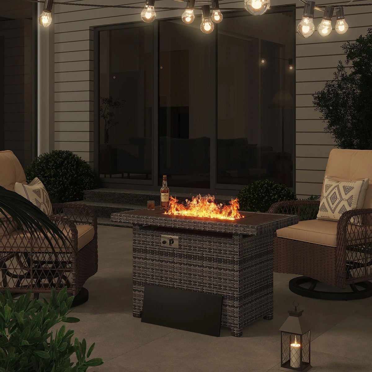 40'' 50,000 BTU Propane Gas Fire Pit Table with Cover C21255