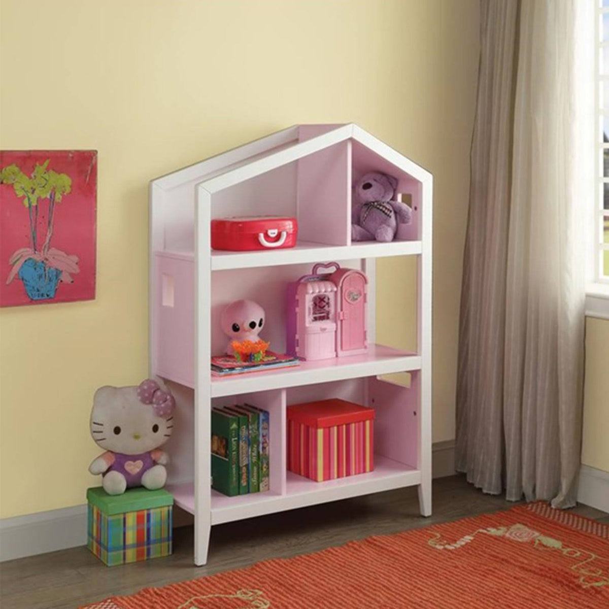 White Pink Wood Bookcase H8590