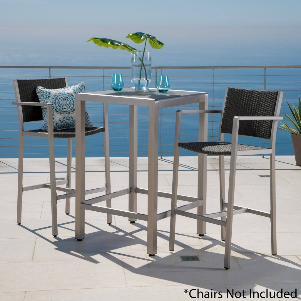 Square Aluminum Bar Table with Glass Top T320735