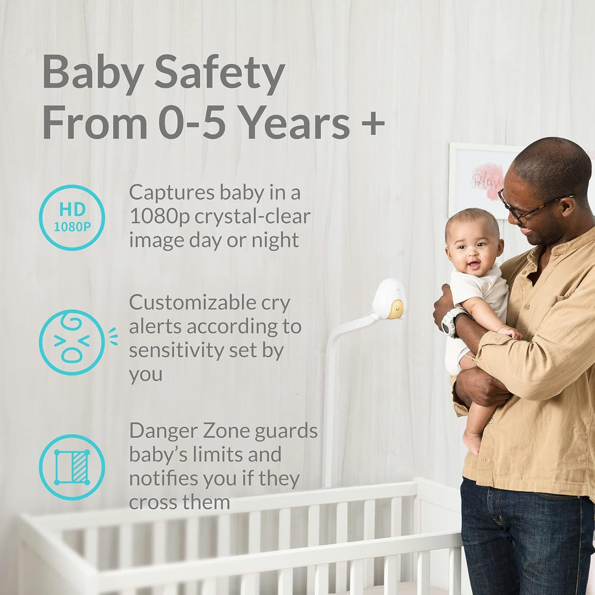 Smart Baby Monitor and 3-Stand Set 1080p HD Night Vision Camera U997327