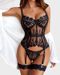 Women's Lace 4-Piece Bodysuit Set E23540