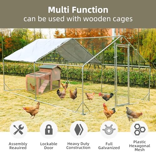 Large Walk-in Metal Chicken Coop with Waterproof Cover C131260