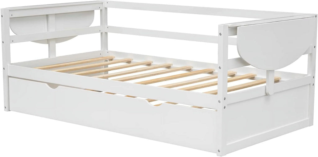White Solid Wood Daybed with Trundle J525