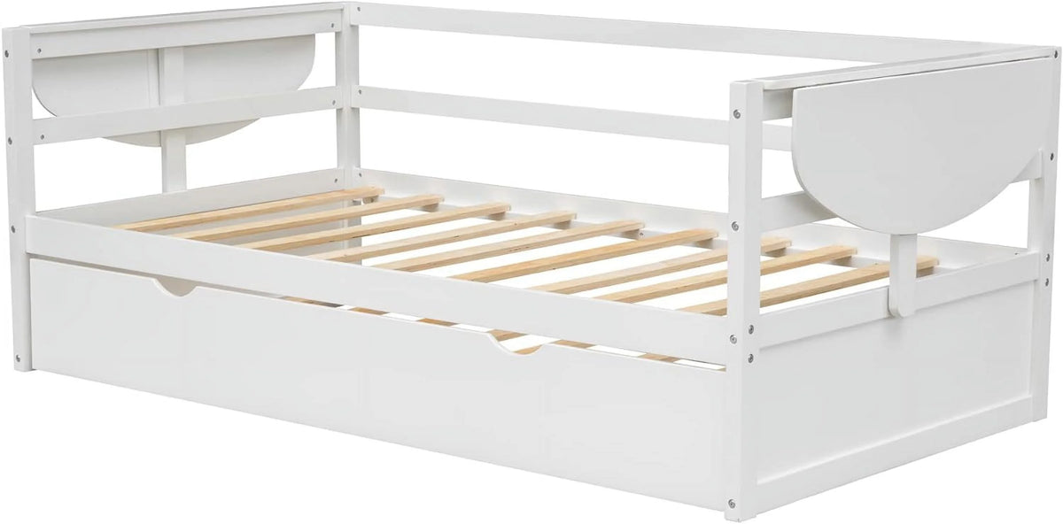 White Solid Wood Daybed with Trundle J525
