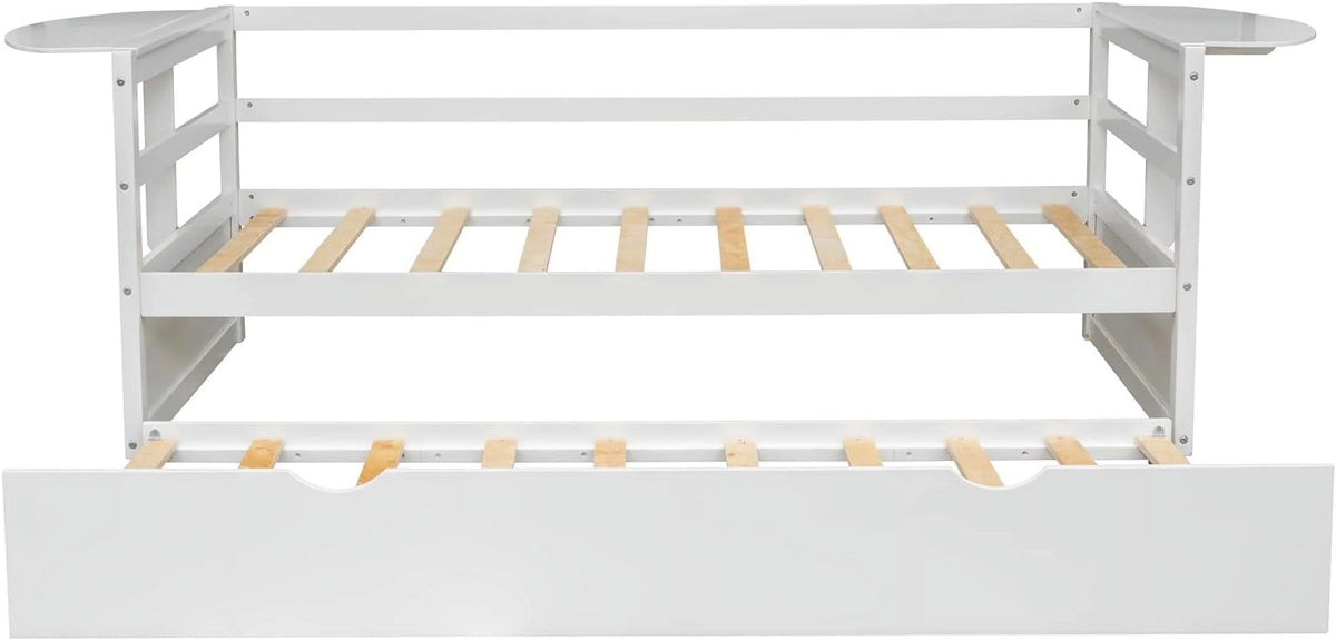 White Solid Wood Daybed with Trundle J525