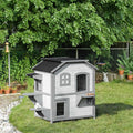 Wooden 2-Story Outdoor Cat House with Escape Door H32088