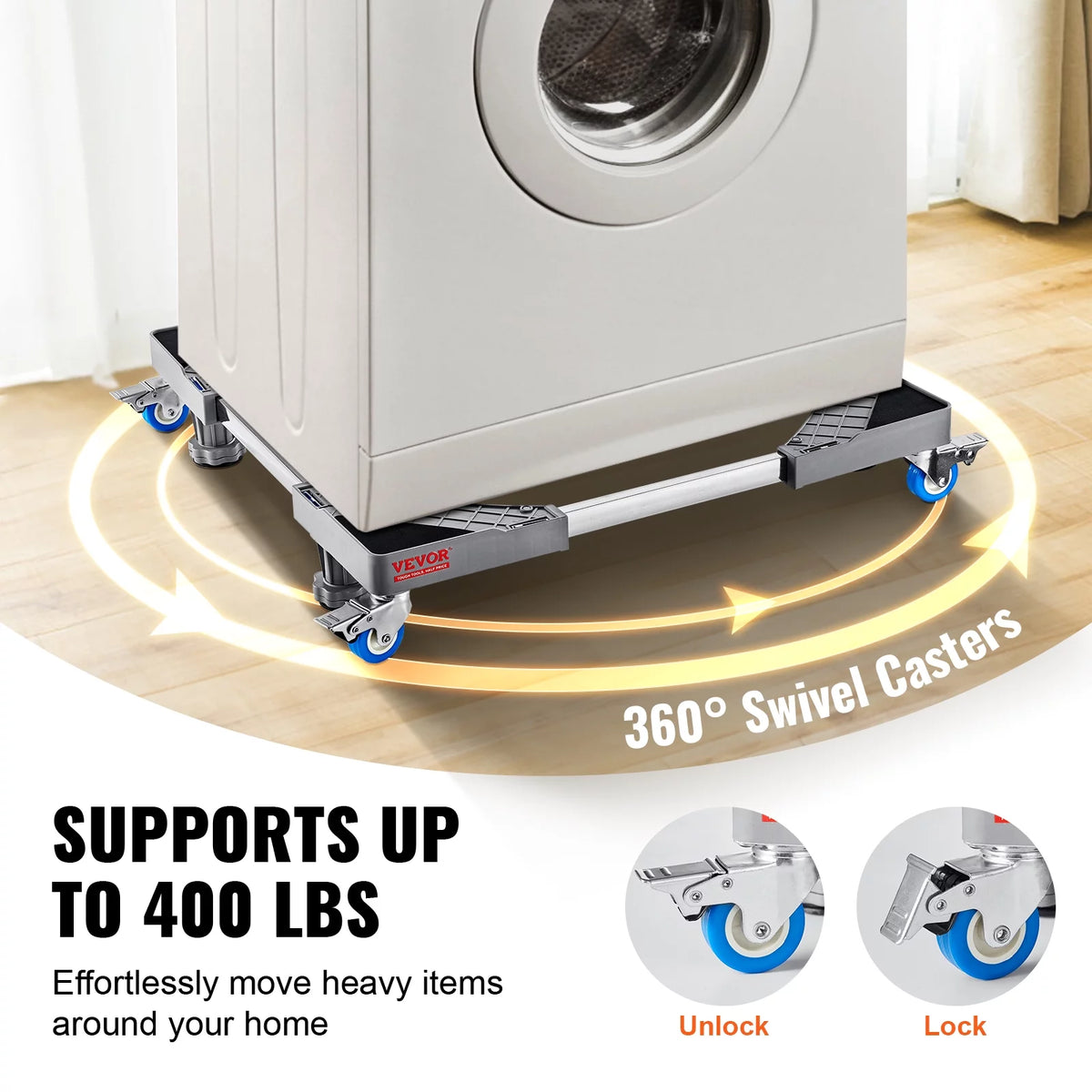 Adjustable Washing Machine Stand 400 lbs 4 Wheels H906