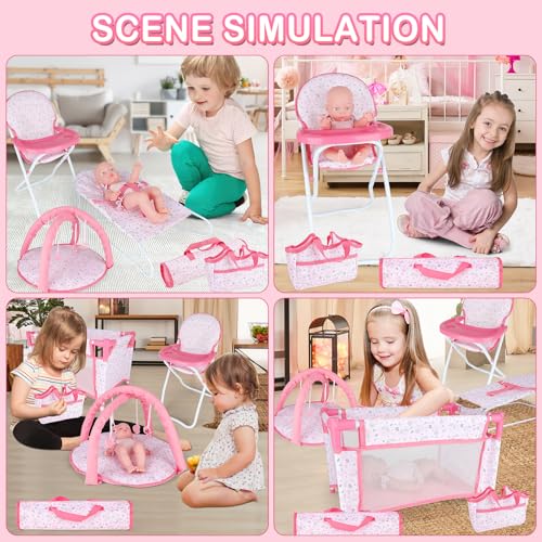 Pink 6 in 1 Baby Doll Playset with Furniture E68378