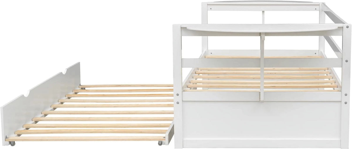 White Solid Wood Daybed with Trundle J525