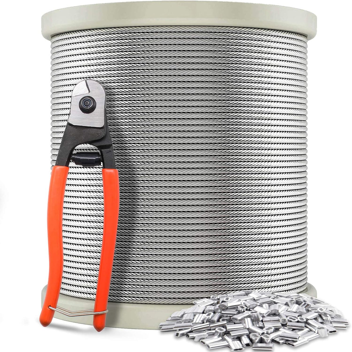 400FT 1/8 T316 Stainless Steel Wire Rope Cable with Cable Cutter S827060