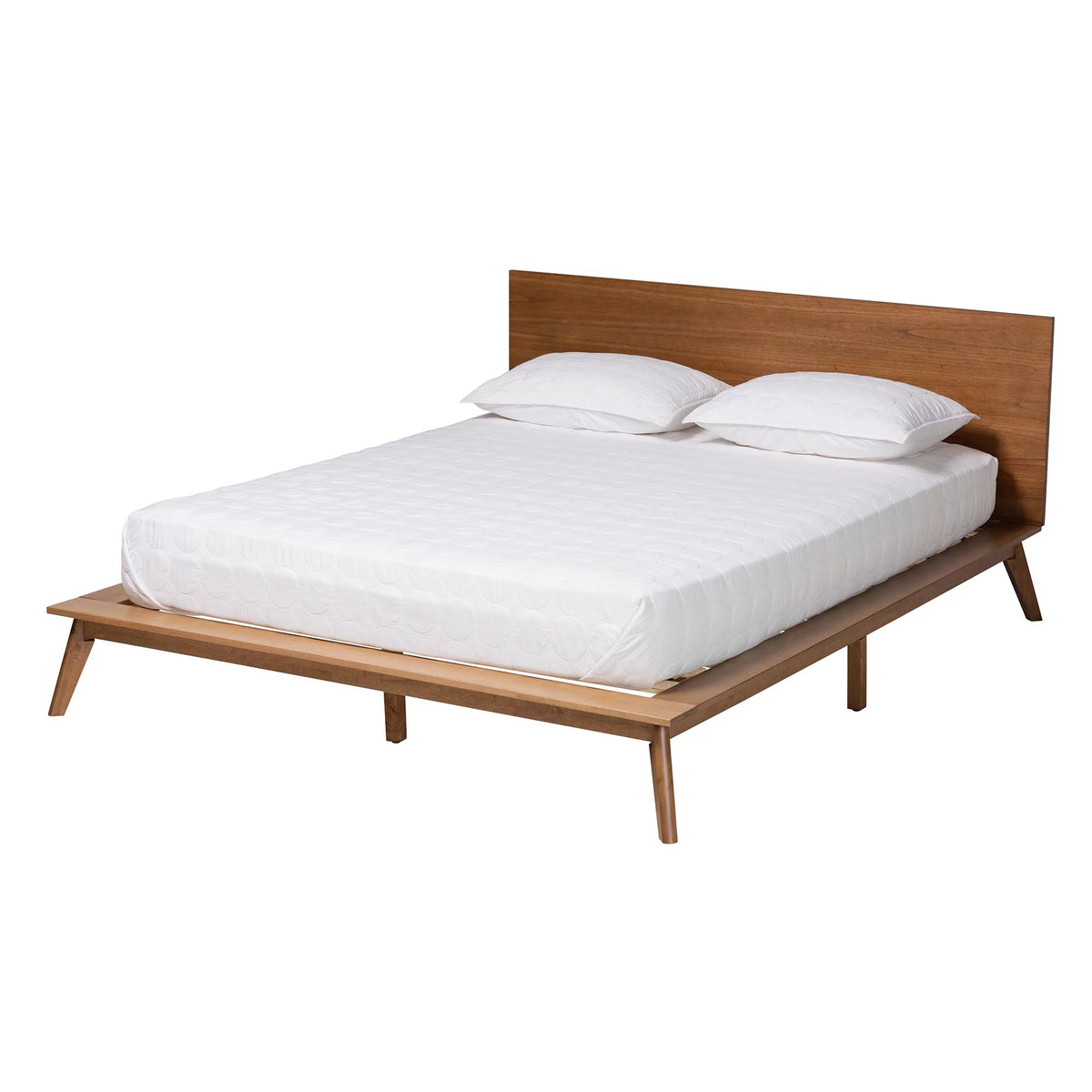 King Size Walnut Brown Wood Platform Bed H7557