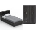 Twin Captains Bed and 4-Door 2-Drawer Armoire Set in Gray V292