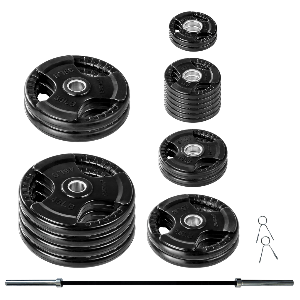 400 LB Olympic Weight Set with Barbell and Clips F90283