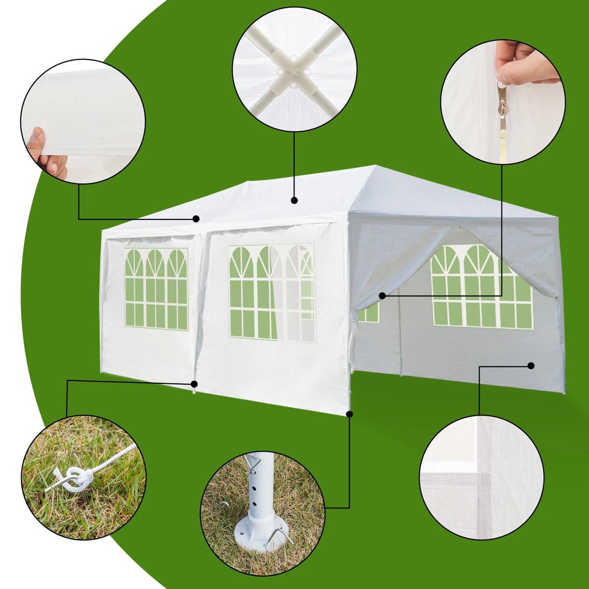 10'x 20' White Party Tent with Sides A933088