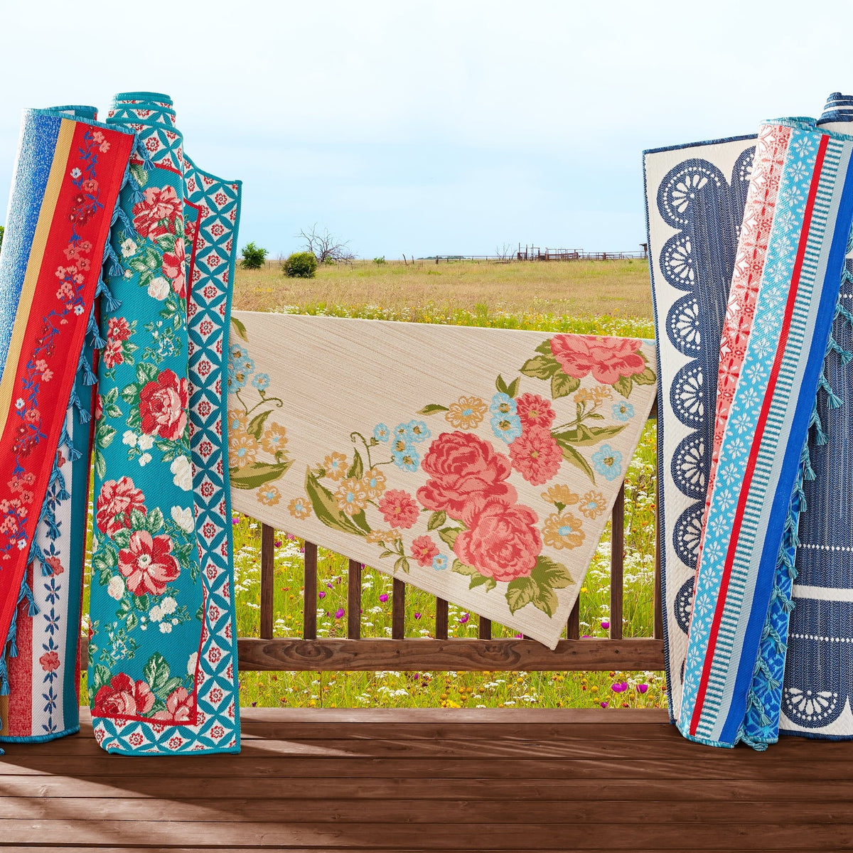 5' x 7' Multi-Color Outdoor Rug C18407