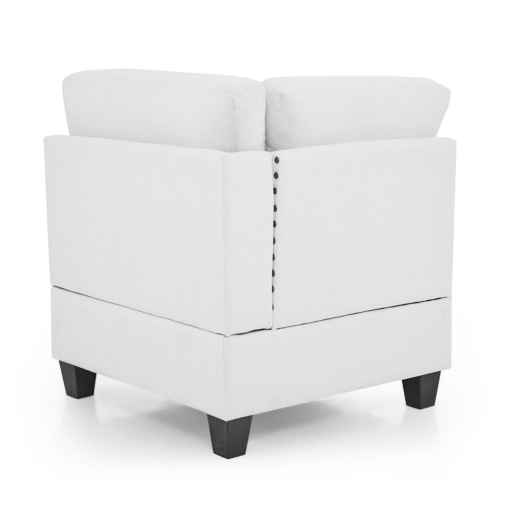 U Shape Modular Sectional Sofa with Seven Single Chair, Four Corner and One Ottoman, Ivory R8301
