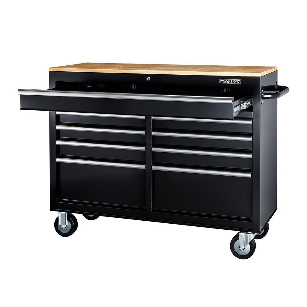 Black 9-Drawer Mobile Storage Cabinet with Solid Wood Top L776547