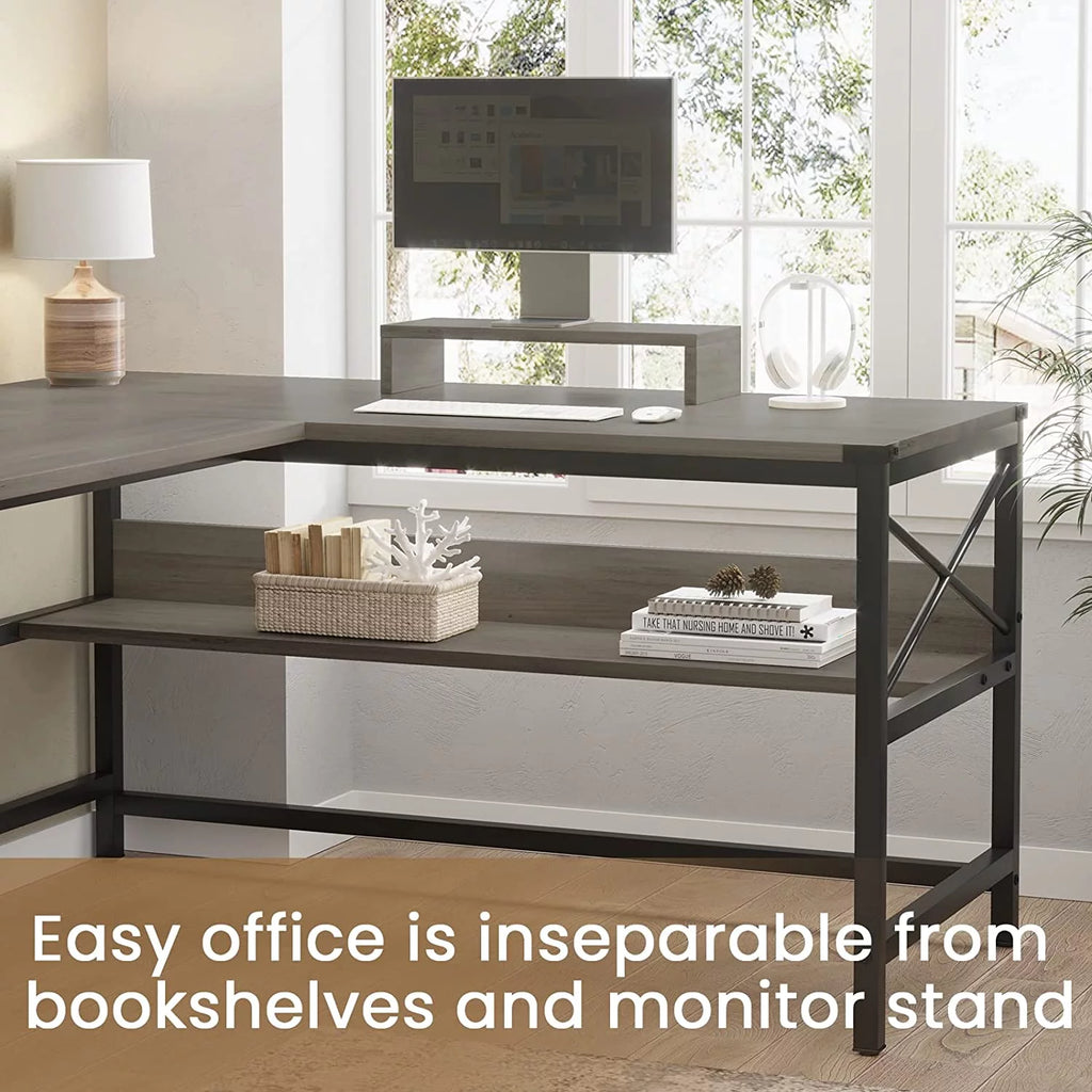L Shaped Office Desk with Drawer and Storage Cabinet X8893