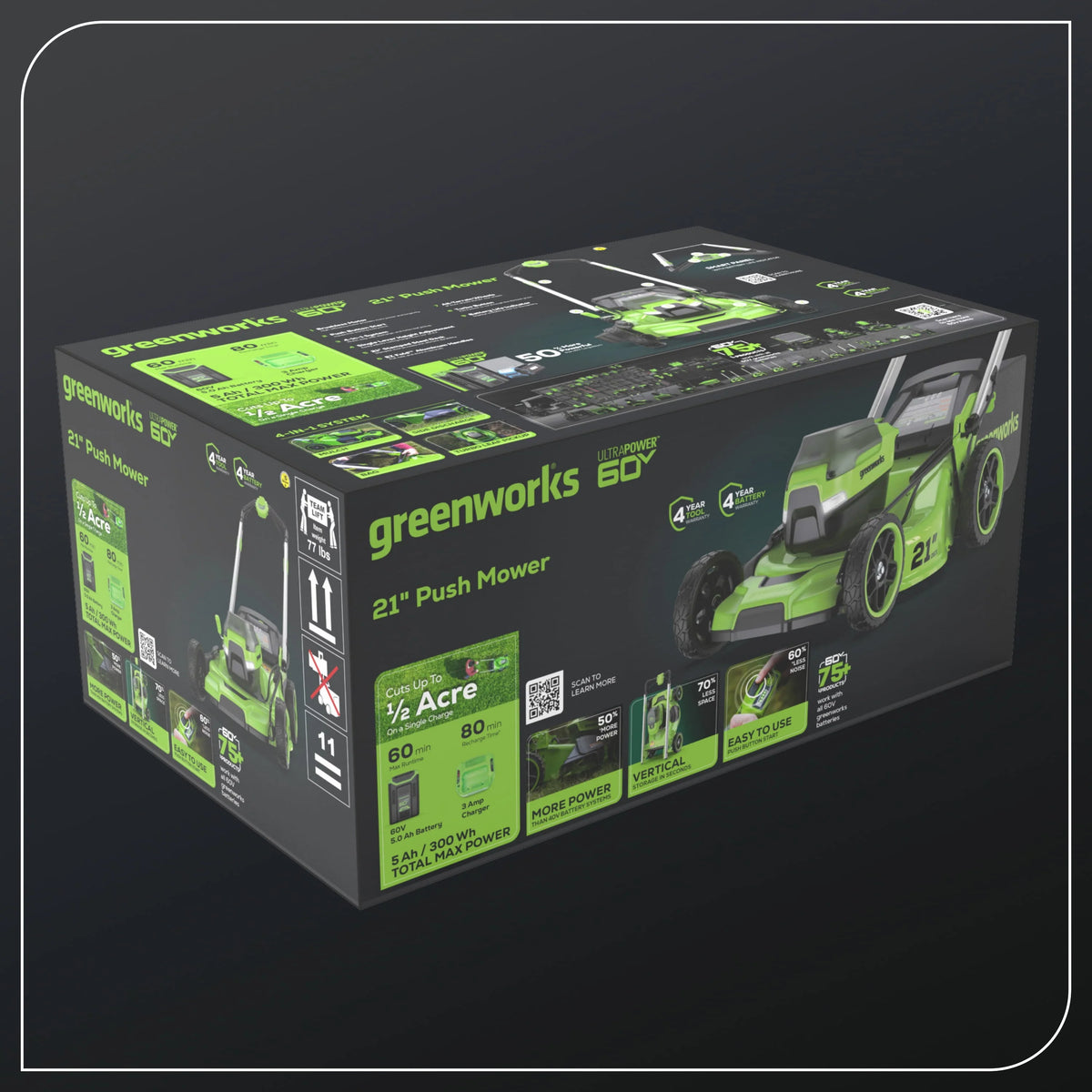 60V 21 Push Lawn Mower with Battery & Charger M8780