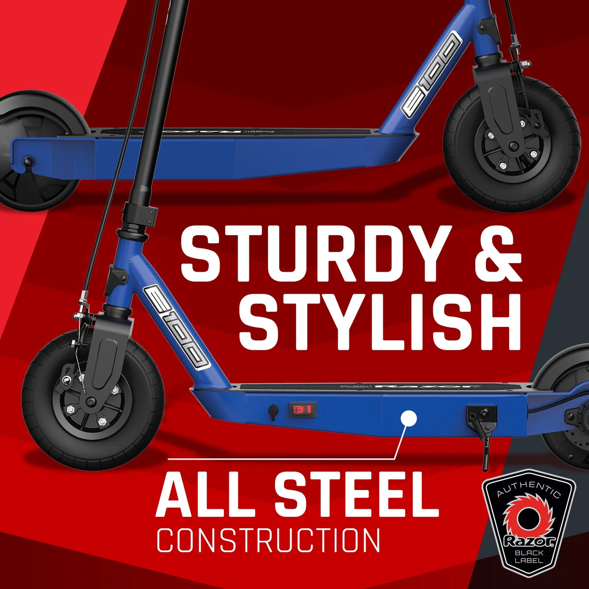 Blue Electric Scooter with 8 Pneumatic Front Tire V815